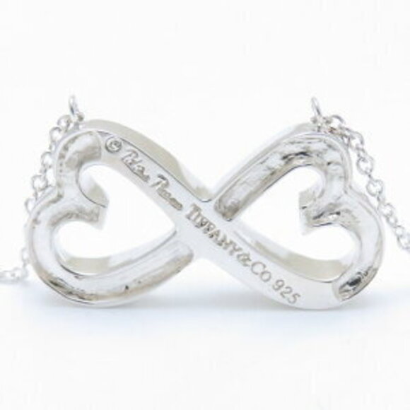 Tiffany Double Loving Heart Necklace Silver Pendant - Picture 3 of 6
